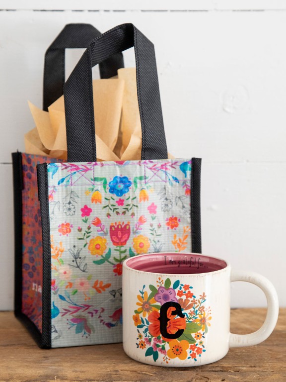 Initial Mug Flower C and other Wholesale monogramming service for your store trending on Faire.