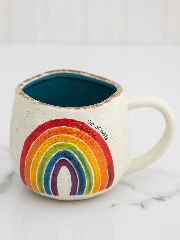 Artisan Mug Happy Rainbow and other Wholesale stackable coffee mugs for your store trending on Faire.